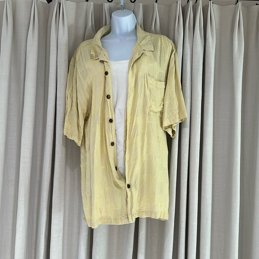 VINTAGE CARIBBEAN JOE SILK BLEND YELLOW SHIRT